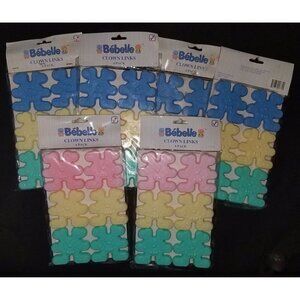 NEW Bebelle Clown Link Lot (6 Packs of 6 Links) Baby Toys Blue Yellow Green Pink
